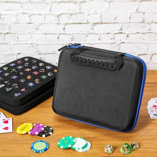 Miniatura 4 de Aoriher 1 Pcs Dice Case with Removable Slotted Tray for Storage Game Storage Case Dice Holder Holds up to 70/10 Sets (Blue)