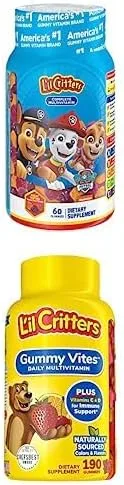 Lil Critters Paquete de gomitas multivitamínicas completas L'il Critters Paw Patrol, 60 unidades de gomitas Vites Daily Kids Multivitaminas con