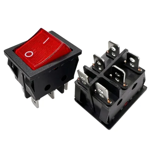 Miniatura 21 de Interruptor basculante DPST On-Off Unilluminated Negro 4 Pin 1.220x0.984 in Rectangular Snap-in Interruptor de alimentación de palanca