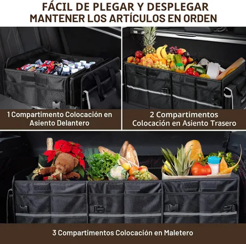 Miniatura 4 de HIRALIY Organizador de almacenamiento para maletero de automóvil 4 en 1 con bolsa enfriadora a prueba de fugas, caja de almacenamiento plegable