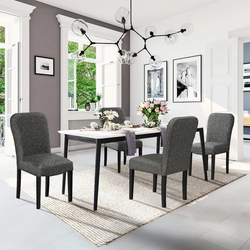 Miniatura 13 de Homepop Silla de comedor con detalles festoneados, sillas de comedor Parsons tapizadas, muebles decorativos para el hogar, tejido gris claro