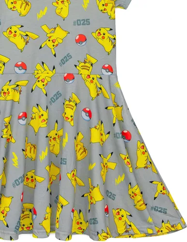 Miniatura 4 de Pokemon Pikachu Girl's Short Sleeved Skater Dress, Multicoloured