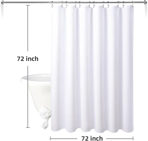 Miniatura 6 de LaCyan Cortina de ducha impermeable de punto gofre, juego de 3 piezas resistente de 258 GSM con forro transparente y 12 ganchos de acero inoxidable