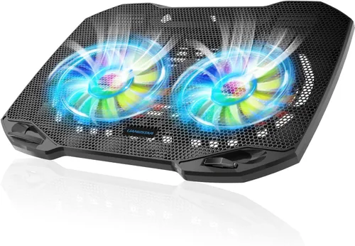LIANGSTAR Almohadilla de enfriamiento para laptop, enfriador de laptop para juegos con 2 ventiladores grandes silenciosos, cambio de luz RGB de 7