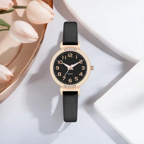 Miniatura 2 de NUOVO - Reloj deportivo de silicona para mujer con correa de piel con cristales, pantalla analógica
