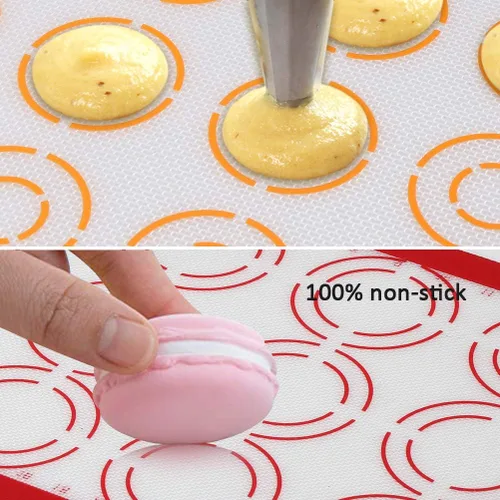 Miniatura 3 de MIU - Tapete de silicona para hornear macarrones, antiadherente, 2 medias hojas y 1 cuarto de hoja, kit perfecto para macarrones, pasteles, pan
