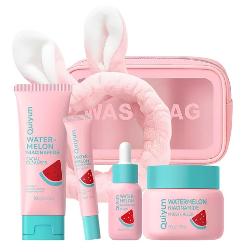 Miniatura 16 de QUIYUM - Juego de cuidado de la piel de sandía y niacinamida, kit facial brillante de 3 piezas para adolescentes 3-in-1 Daily Routine: Cleanser