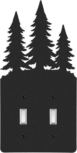 Miniatura 17 de Cubierta de Interruptor de Luz de Oso de Metal Alce Árbol Montaña Alce Placa de Interruptor de Luz Negra Cubierta de Enchufe de Bosque Interruptor