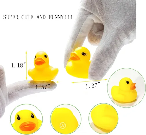 Miniatura 2 de 100 mini patos de goma amarillos pequeños para baby shower, juguete de baño de goma amarillo para bebé, decoración divertida para ducha, fiesta