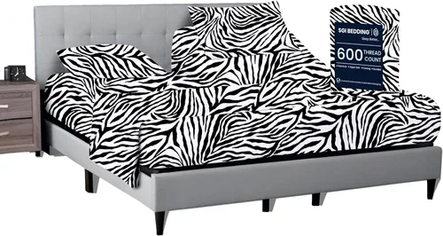 Miniatura 26 de SGI bedding Juego de sábanas King de 36 pulgadas, 100 % algodón egipcio, sábanas ajustables de 600 hilos, juego de sábanas ajustables de 4 piezas
