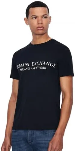AX ARMANI EXCHANGE Camiseta de manga corta con logotipo de Milan New York para hombre, marino