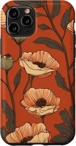 Miniatura 27 de iPhone 16 Floral Pattern Poppies Terracotta Poppy Flower Case
