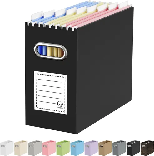 Miniatura 23 de Oterri Caja organizadora de archivos de cartón para colgar carpetas de archivos, tamaño carta, caja de archivos para escritorio de computadora