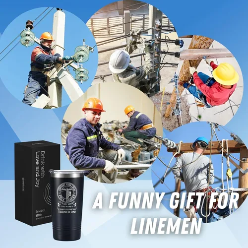 Miniatura 3 de Onebttl Lineman Regalos para hombres – Taza de café de viaje para electricista de 20 onzas