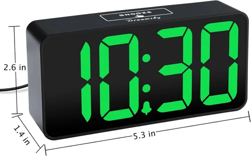 Miniatura 7 de DreamSky Reloj despertador digital pequeño para dormitorio, pantalla de números grandes grandes con atenuador de brillo, reloj eléctrico de mesita