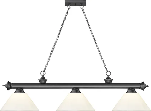 Miniatura 4 de Z-Lite 2306-3BP-PWH - Colgante de billar con cordón, 3 luces, 180 vatios totales, chapado en bronce