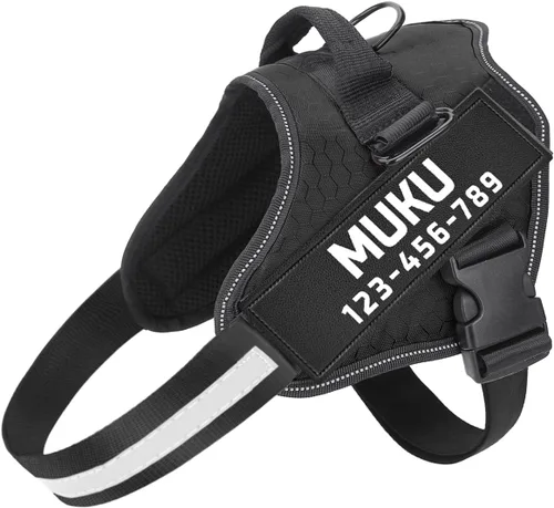 Miniatura 14 de MUMUPET - Arnés para perro de servicio con seguridad reflectante 3M, fácil de ajustar y diseño sin tirones - Mango de nailon transpirable para Rosa