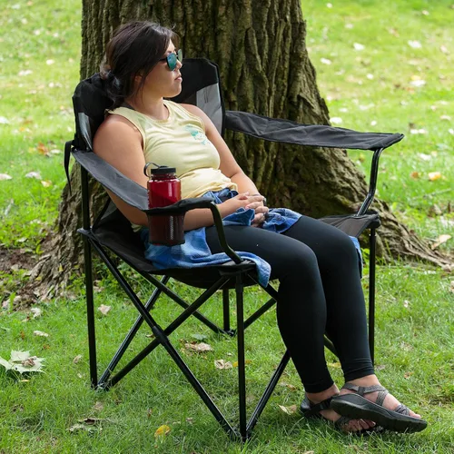 Miniatura 8 de PORTAL Silla plegable grande y alta de gran tamaño, portátil, resistente, plegable, XXL, para acampar al aire libre o adultos, soporta hasta 600
