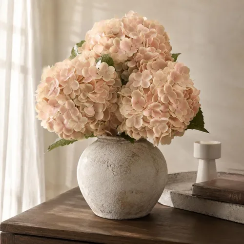 Miniatura 11 de Flores artificiales de hortensias de tacto real, 2 flores azules y 2 blancas de tacto real, flores de hortensias sintéticas de 21 pulgadas, flores