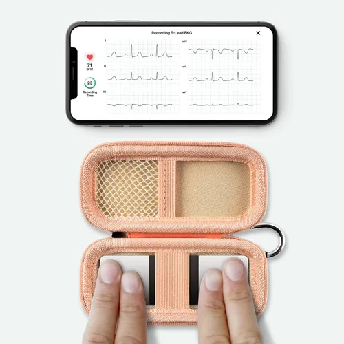 Miniatura 2 de Funda para monitor cardíaco compatible con AliveCor Kardia Mobile ECG/para KardiaMobile 6L para dispositivos Apple y Android, solo funda (rosa)