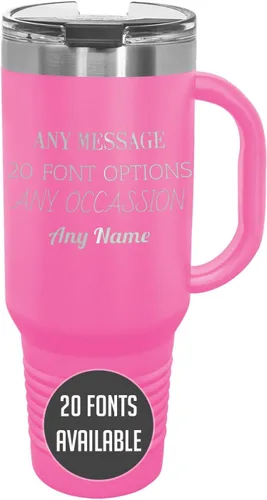 Miniatura 47 de Vaso de acero inoxidable aislado con tapa de 20 onzas (17 colores) personalizado con recubrimiento en polvo, grabado personalizado, nombre