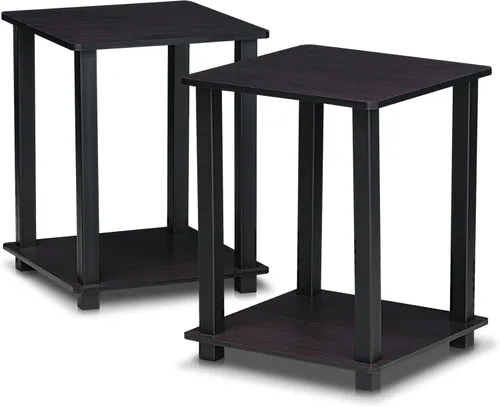 Miniatura 19 de Furinno SIMPLISTIC - Juego de 2 mesas auxiliares, mesa de 2 niveles, mesita de noche, mesita, mesa de luz, fácil montaje, para sala de estar, Roble