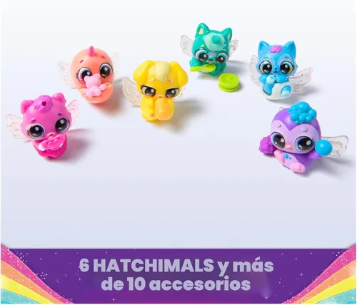 Miniatura 5 de Hatchimals Alive, Rainbow Hatchery con 6 Mini Figuras en Huevos de Revelación de Color y Más de 10 Accesorios, Regalos y Rellenos de Media