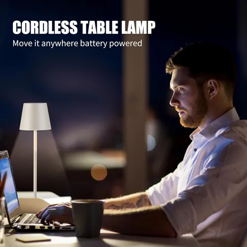 Miniatura 6 de IMQSQIK Paquete de 2 lámparas de mesa inalámbricas recargables por USB, lámpara de escritorio de simplicidad con batería integrada de 4600 mAh