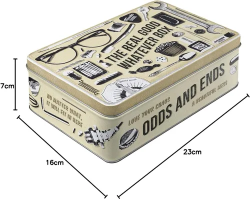 Miniatura 7 de Nostalgic-Art Caja de lata de almacenamiento retro plana, 84.5 onzas, caja Whatever Odds & Ends – Idea de regalo para tu hogar, lata de metal