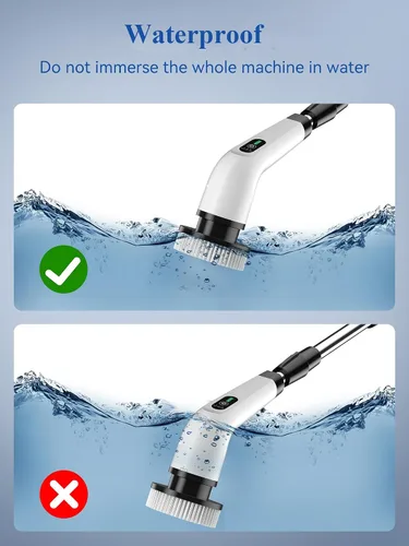 Miniatura 7 de Limpiador eléctrico giratorio – Limpiador de baño de ducha inalámbrico de 120 minutos con 8 cabezales de cepillo Limpiador eléctrico de 440 RPM