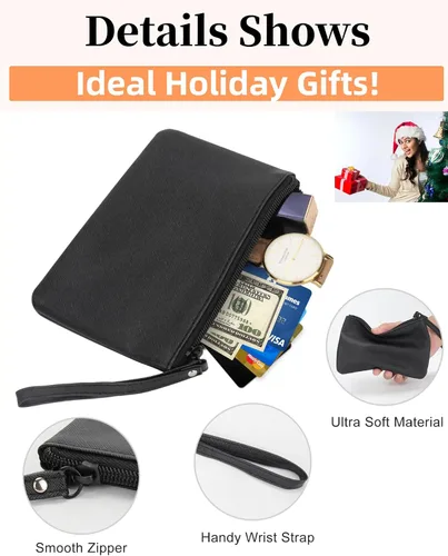 Miniatura 3 de Paquete de 2 pequeñas bolsas de maquillaje con cremallera para bolso, lápiz labial, organizador de maquillaje de viaje para mujeres, productos Negro