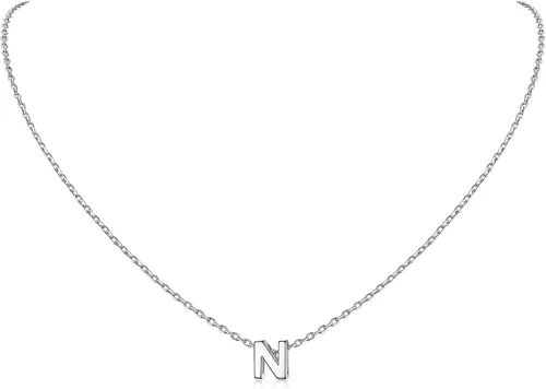 ChicSilver - Collar de plata de ley 925 con inicial para mujeres y niñas, joyería de letras delicadas, para regalo personalizado (con caja de regalo)