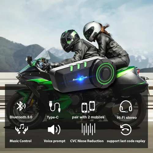 Miniatura 2 de FreedConn Auriculares Bluetooth KY para motocicleta, casco Bluetooth, intercomunicador, sistemas de comunicación de motocicleta con cancelación