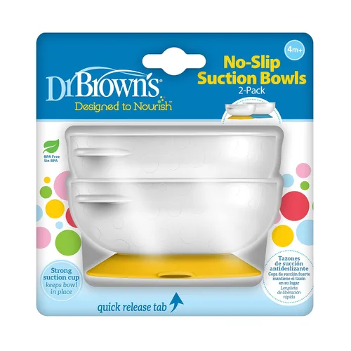 Dr. Brown's Tazones de succión fuertes antideslizantes para bebés y niños pequeños, alimentación LED para bebés, paquete de 2, sin BPA, 4 meses