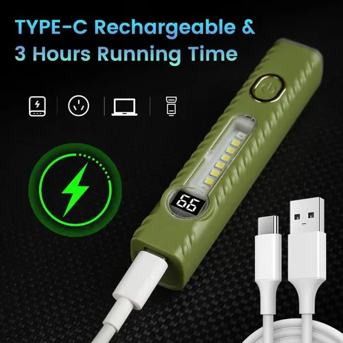 Miniatura 4 de Linternas recargables con 8 modos, linterna pequeña con pantalla digital LCD, luz de flash EDC de alto lúmenes, linternas LED de mano