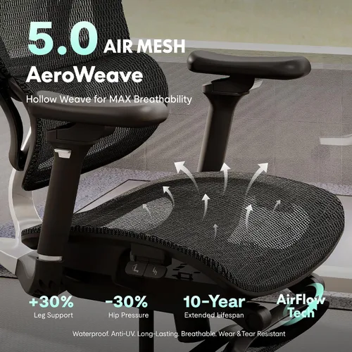 Miniatura 6 de FLEXISPOT ErgoX Max - Silla ergonómica de oficina, color negro, marco y base de aleación de aluminio, capacidad de 661 libras, reposabrazos 5D