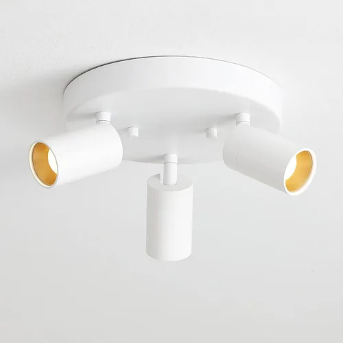 Shura - Lámpara de techo LED redonda integrada de 3 luces blancas con cabezales giratorios, luz de techo empotrada ajustable, 3000 K, 1365 lúmenes