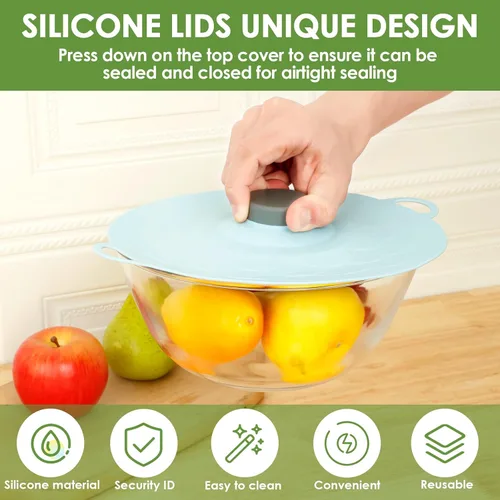 Miniatura 3 de 5 tapas de silicona de varios tamaños a prueba de derrames, apta para microondas, tapa de silicona para tazón, plato, olla.