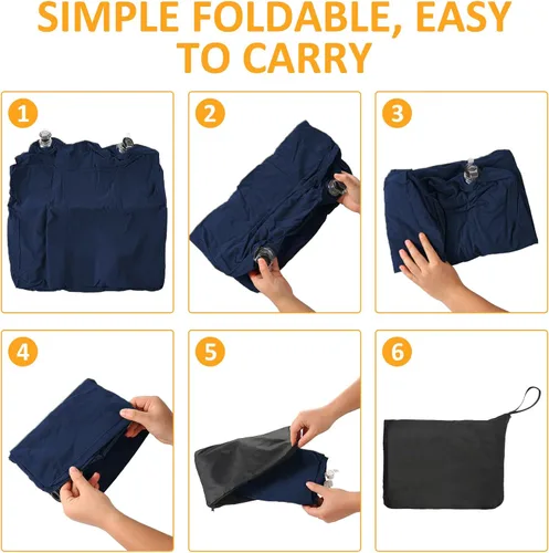Miniatura 6 de Almohada inflable con reposapiés para viajes, altura ajustable, con máscara para los ojos y tapones para los oídos para niños y adultos en avión