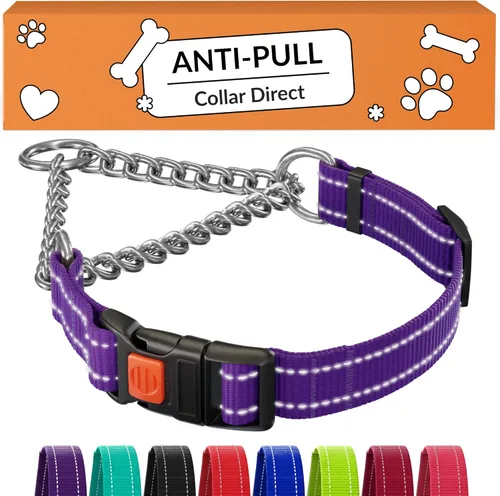 Miniatura 14 de CollarDirect Martingale - Collar para perro con cadena de acero inoxidable y hebilla de liberación rápida, collar reflectante para perros grandes