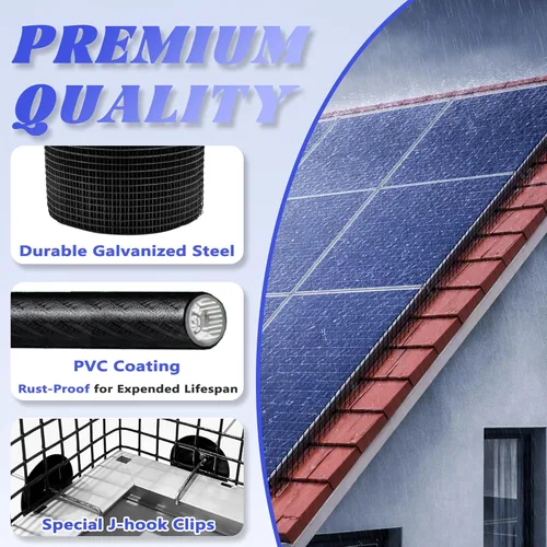 Miniatura 5 de PROLEE Protector de Pájaros para Panel Solar de 6 Pulgadas X 100 Pies, Protector Contra Bichos Antioxidante con 100 Clips Sujetadores, Malla