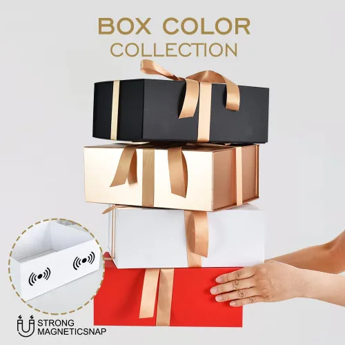 Miniatura 6 de BEISHIDA Caja de regalo blanca de 11 x 9 x 4.4 pulgadas, cajas de regalo con tapas de cierre magnético para embalaje de regalo, Día del Padre, Día