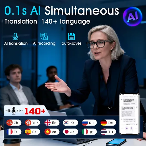 Miniatura 3 de Gafas de traducción AI unisex con más de 140 idiomas, lentes inteligentes Bluetooth con micrófono y altavoces integrados, interruptor de pasillo