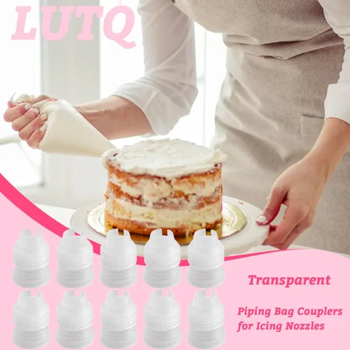 Miniatura 7 de Paquete de 10 Acopladores de Bolsas de Repostería para Boquillas de Glaseado, Acopladores Pequeños para Bolsas de Repostería, Transparente
