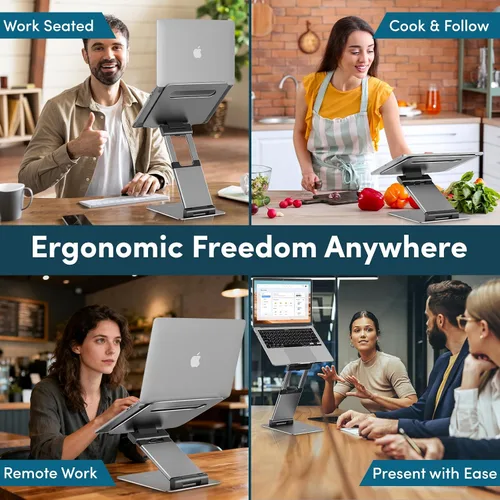 Miniatura 8 de Lifelong Soporte ergonómico ajustable para laptop para escritorio, altura de hasta 20 pulgadas, soporte elevador portátil para computadora portátil