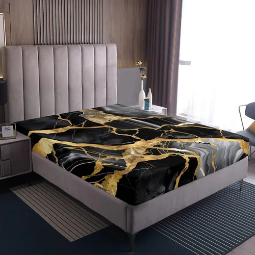 Miniatura 5 de Erosebridal Juego de sábanas tamaño individual de acuarela gris con mármol negro para niños y adolescentes, juego de ropa de cama