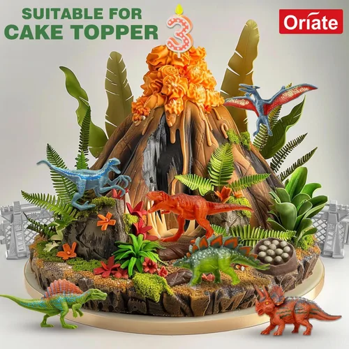 Miniatura 2 de Oriate 12 piezas Mini Figuras de Dinosaurios para Niños de 3-5 y 5-7 años, juego de captura y escape del mundo de los dinosaurios, incluye 6 vallas