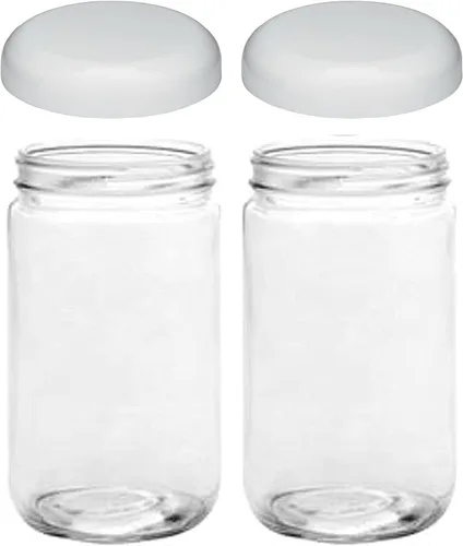 Miniatura 20 de JARMING COLLECTIONS Tarro de almacenamiento de vidrio de boca extra ancha de 32 onzas con tapa de plástico sin BPA – Tarro Mason hermético