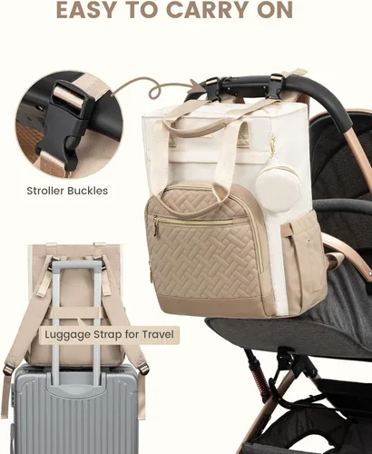 Miniatura 3 de LOVEVOOK Mochila para pañales, bolsa de bebé portátil de gran capacidad con cambiador de pañales plegable, bolsas de pañales impermeables para bebé