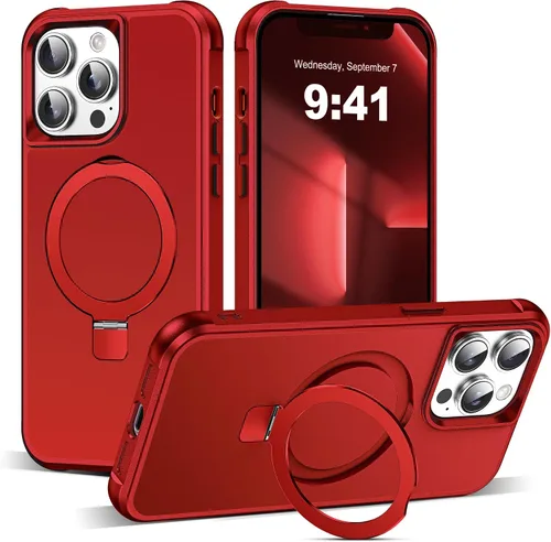 Miniatura 21 de SKYLMW – Funda compatible con iPhone 12 Pro Max y iPhone 13 Pro Max con soporte magnético invisible tipo anillo, fundas translúcidas para teléfonos